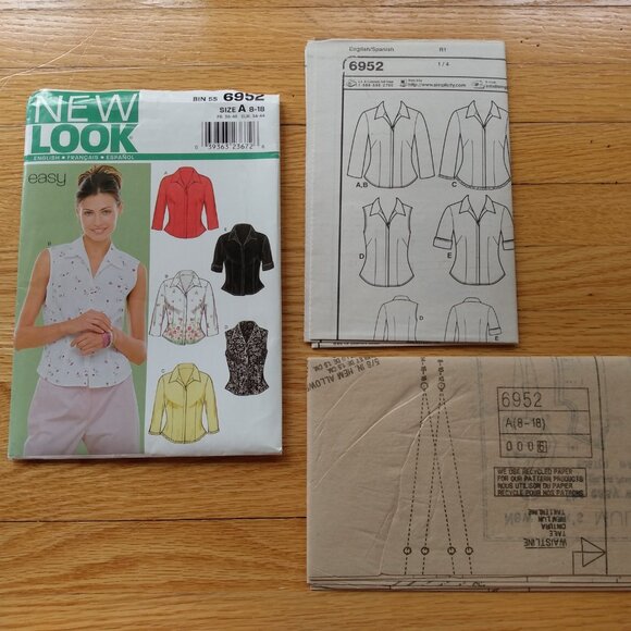 Blouse Sewing Pattern Size 8-18 Sleeveless Shirt New Look 6952 UNCUT - Picture 6 of 8